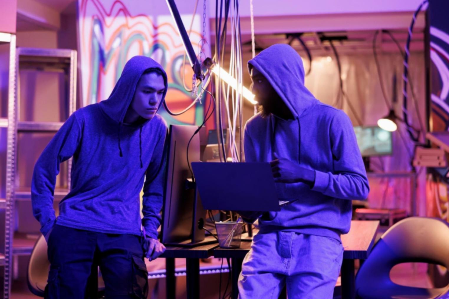 Modernes Testlabor mit mehreren Bildschirmen und Arbeitsplätzen für Qualitätssicherung